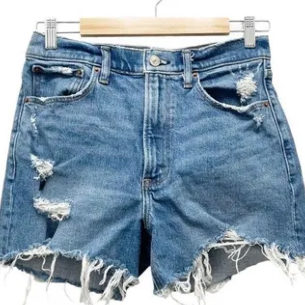 Abercrombie & Fitch The 4” Mom Short High Rise Jean Shorts Denim Cutoffs Size 26